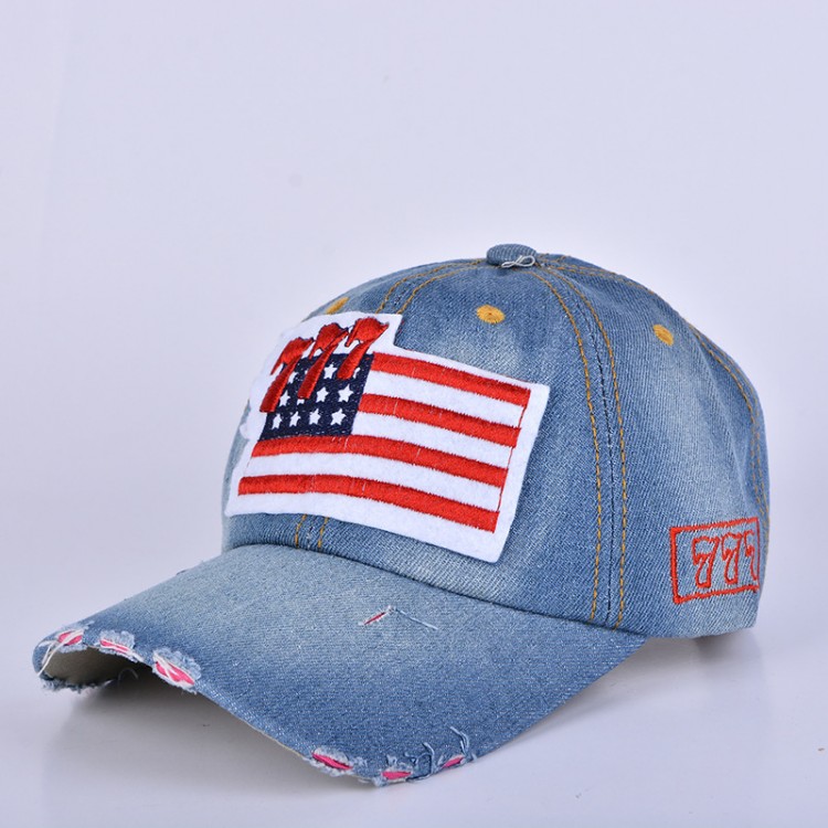 American flag denim snapback cap